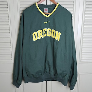 Nike Oregon Ducks Center Swoosh Pullover Windbreaker Jacket Men Sz XXL Y2K image 1