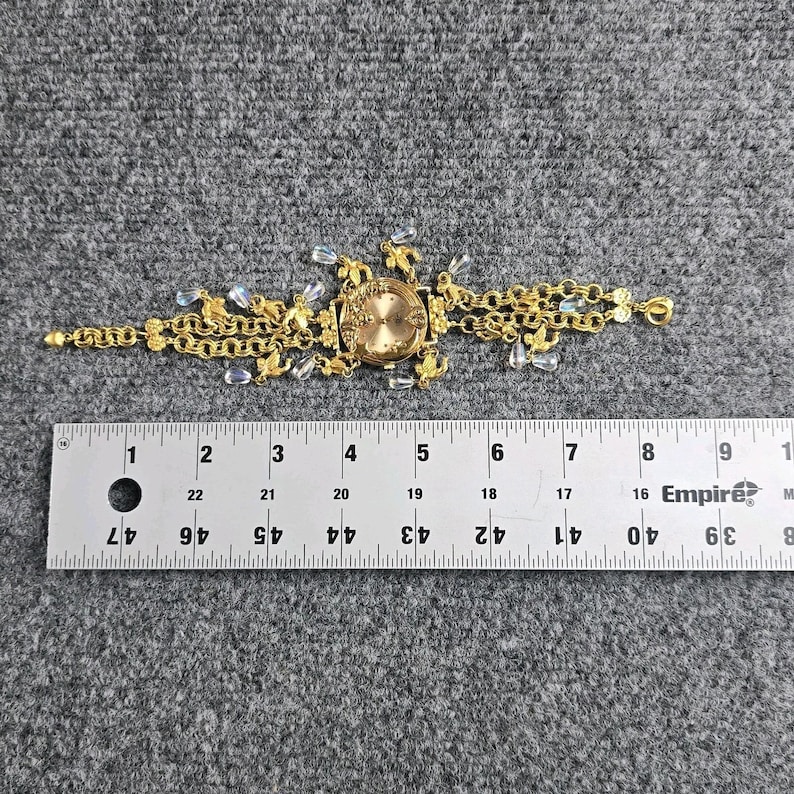 Vintage Kirks Folly Moon Phase Angel Charm Watch-armband in doos afbeelding 8