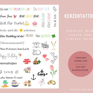 A4 candle tattoos | Digital Download | PDF template water slide film | Candlesticks | Candle Foil | Candlesticker | To print | mixing