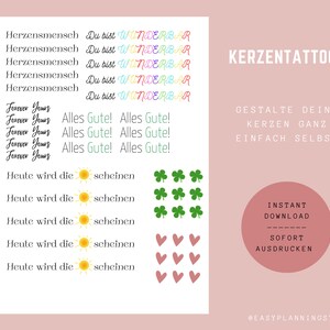 A4 candle tattoos | Digital Download | PDF template water slide film | Candlesticks | Candle Foil | Candle Stickers | Spring to print