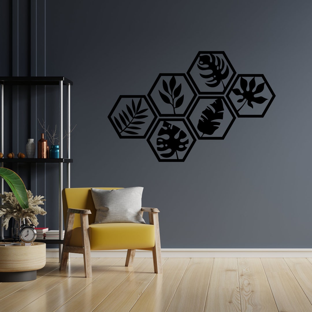 Wooden Hexagon Leaf Wall Hangigns/ Wooden Wall Decor Panels/honeycomb ...