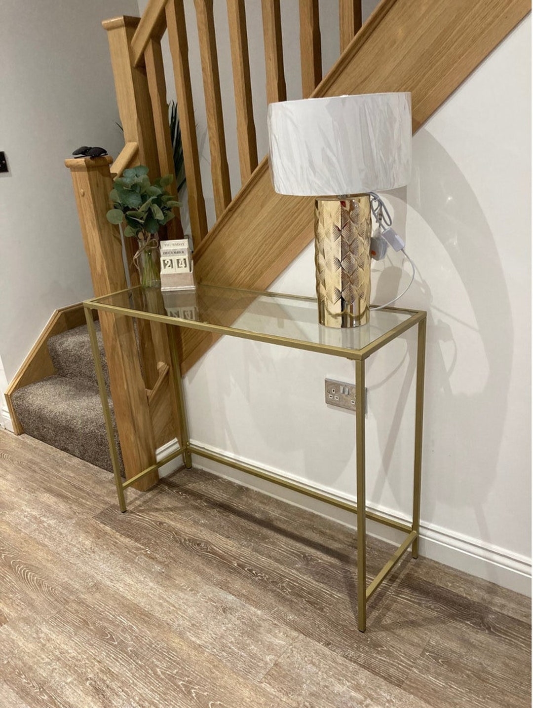 Modern Slim Console Table With Narrow Legs Metal and Glass - Etsy UK