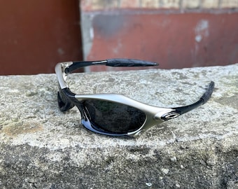 Vintage Oakley Splice – Y2K Sport Sunglasses, Black Frame With