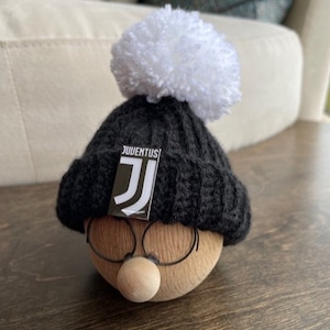 Handmade Solid Wooden Football Gnome/Paper weight inspired by JUVENTUS Football Club. Unique Football Gift