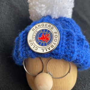 Handmade Solid Wooden Football Gnome/Paper Weight inspired by RANGERS Football Club. Unique Football Gift.