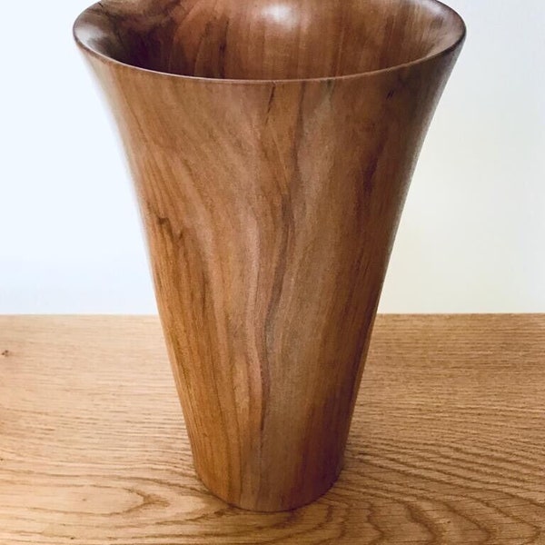 Hand turned Apple Wood Vase/Kitchen Utensil holder. Bespoke, unique & handmade.