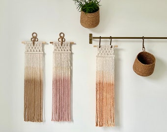 Macramé Wall Hanging - ''SUNDOWN", Recycled Cotton Rope, Zero Waste Botanical Dip Dye, Sustainable Art.