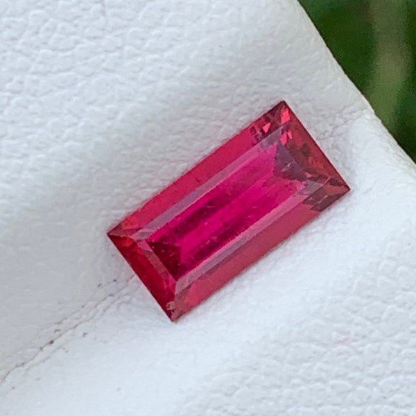0.90 Cts Gorgeous Faceted Rubellite Tourmaline | Tourmaline Baguette Cut From Kunar Mine | Afghani Tourmaline | Rubellite Tourmaline Ring