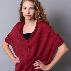 British Wool Red Multiway Jumper Cardigan Scarf image 5