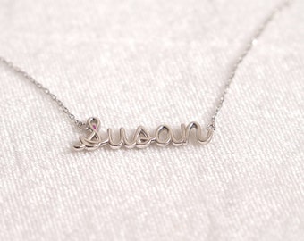 Personalized 3D Name Necklace, Custom Name Necklace, Cursive Name Necklace, Wire Name Necklace, 3D Letter Pendant