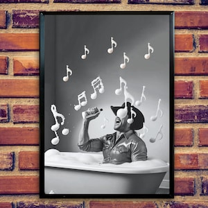 Funny Cowboy Singing in Bathtub Printable Wall Art |Western Bathroom Decor |Funny Cowboy Art |Bathtub Wall Art |Quirky Print |Digital Print