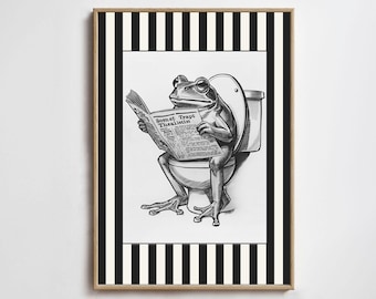 Funny Frog Toilet Print: Humorous Bathroom Art (Digital Download)