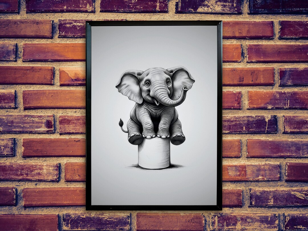 Minimalist Funny Elephant Toilet Paper Print: Bathroom Wall Art ...