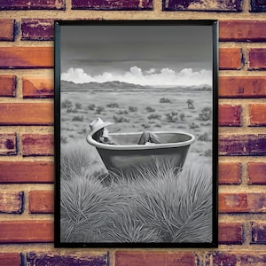Western Cowgirl in Tub Printable Wall Art | Cowgirl in Bathtub | Bathroom Wall Art Decor | Bathtub Wall Art | Quirky Print |Digital Download