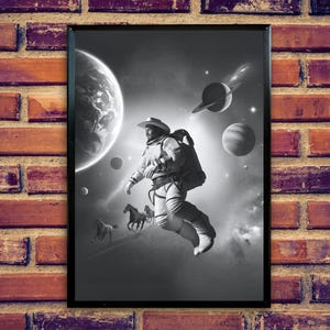 Cowboyastronaut-kunstprint: eigenzinnige Space Western (digitale download)
