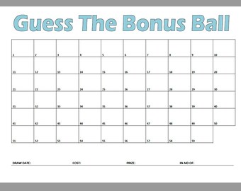 Guess The Bonus Ball Raffle Card Game – Charity Fundraiser (Digital Download)