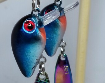 Pendientes de pesca hechos a mano, de colores brillantes