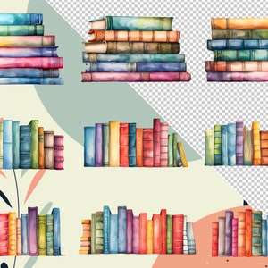 100 Printable Book Clipart Border, Stacked Old Books, Vintage ...