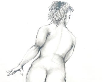 Original Female Nude Charcoal Sketch