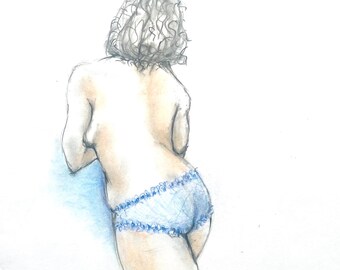 Original Nude Female Charcoal Sketch