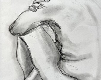 Original Charcoal Nude from Live Model