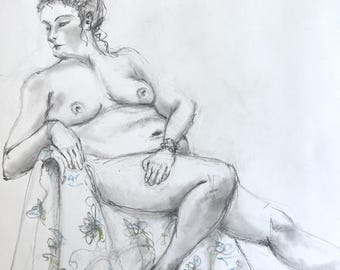Original Charcoal Nude Sketch
