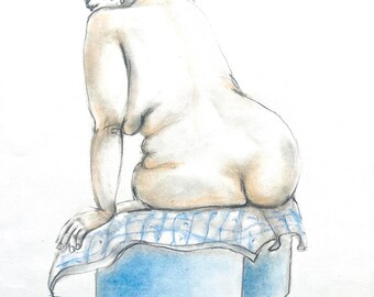 Original Female Nude Charcoal Sketch