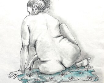 Original Female Nude Charcoal sketch