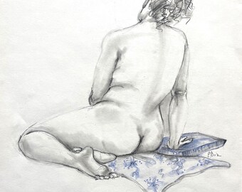 Original Female Nude Charcoal Sketch
