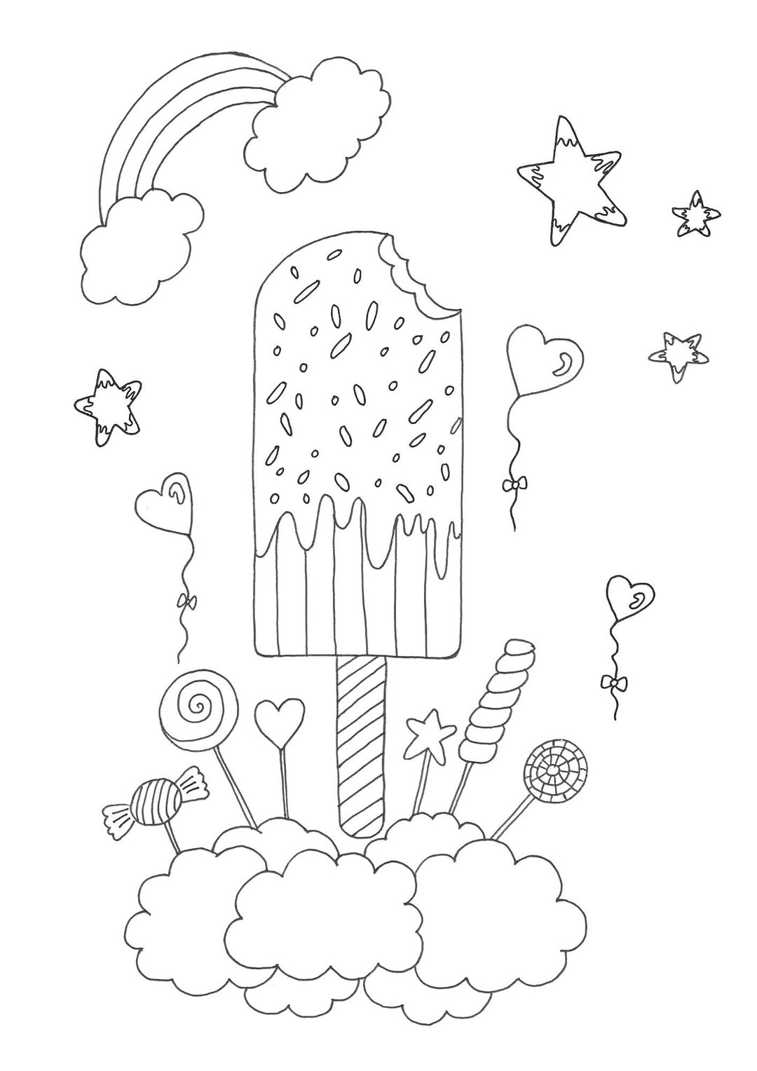 Popsicle Ice Cream Coloring Page Popsicle Ice Cream Printable Etsy