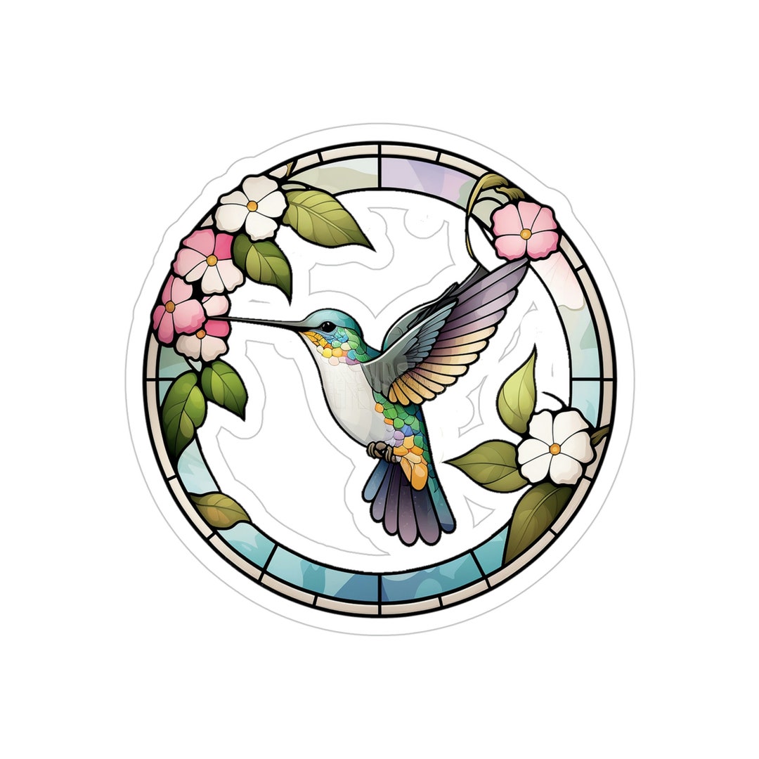 Hummingbird Sticker, Hummingbird Vehicle Sticker, Stained Glass Window ...
