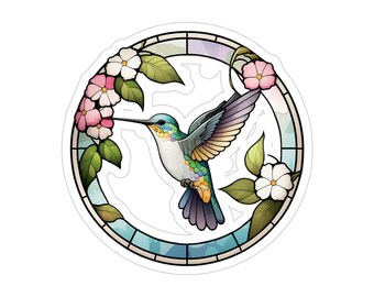Pegatina de colibrí, pegatina de vehículo colibrí, pegatina de vidriera, pegatina de cazador de sol, pegatina de vinilo, regalo para ella