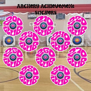 Archery Sticker, Hot Pink Achievement Award Stickers, Archery Tournament Score, Archery Merch, Kiss-Cut Stickers, Perfect for Bow Cases