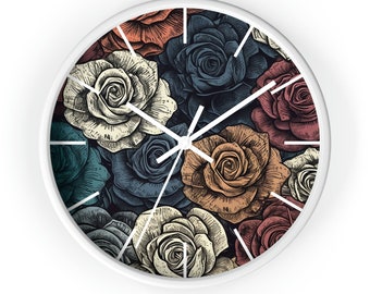 Rose Clock, Floral Clock Gift, Silent Wall Clock, Home Decor, One-of-a-kind Clock, Perfect Gift Idea, Mother's Day Gift, Christmas Gift