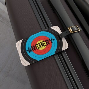 Boogschieten bagagelabel, Bullseye Target bagagelabel, boogschutter bagagelabel, boogschieten uitrusting, identificeerbare reisuitrusting