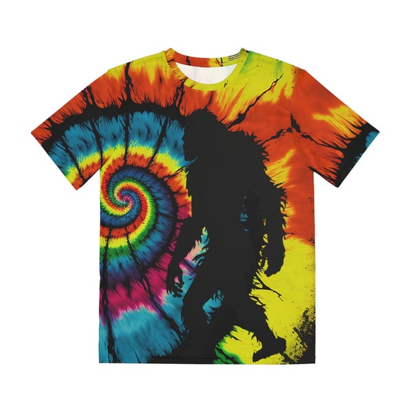Bigfoot Sasquatch Men's Tie Dye Polyester T-Shirt, All Over Print, Retro Bigfoot, Mountain Sasquatch Tee, Birthday Gift, Father's Da