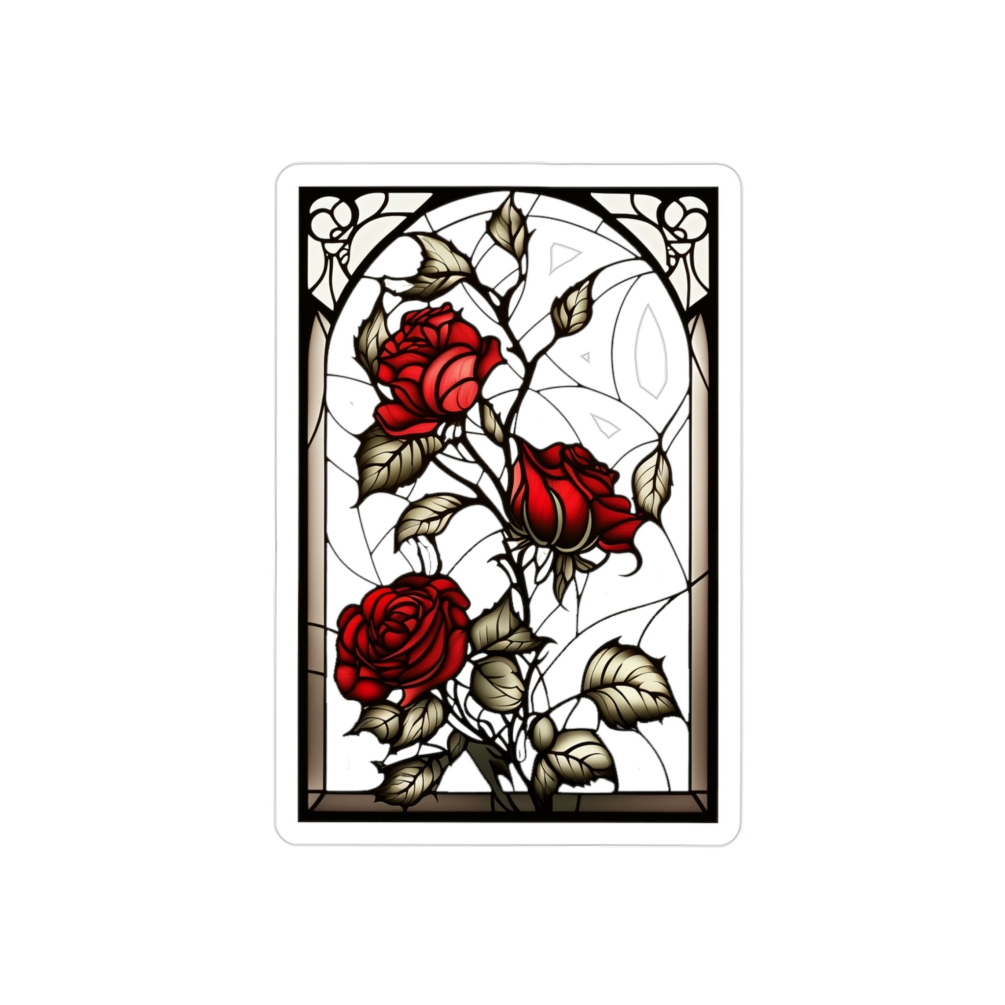 Rose Sticker, Rose Stained Glass Window Sticker, Flowers Sticker, Roses Sticker, Transparent