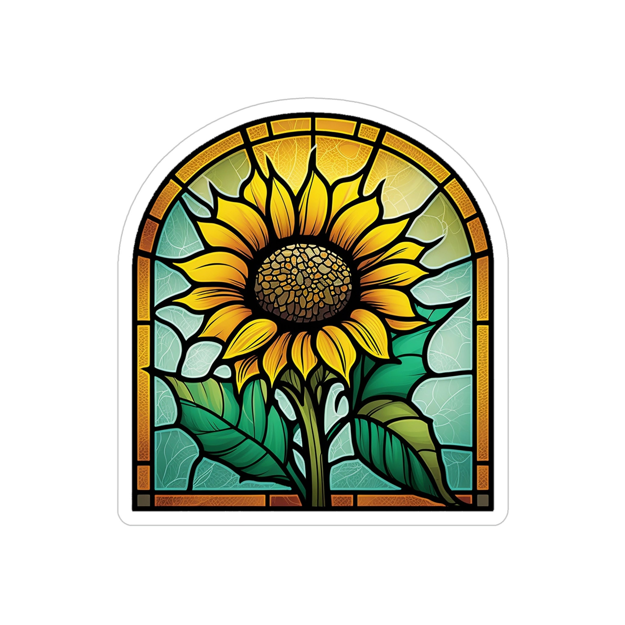 Sunflower Sticker Flower Stained Glass Window Sticker Etsy