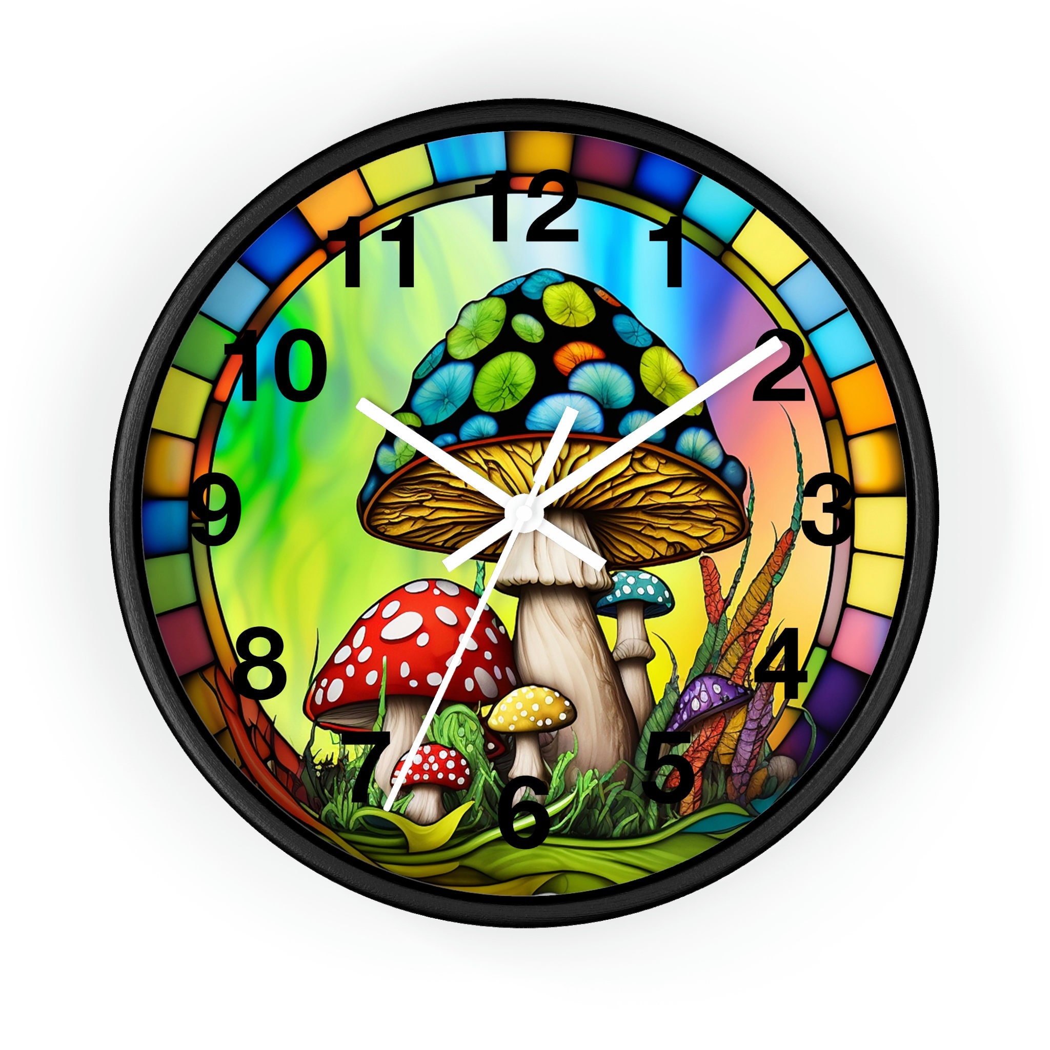Mushroom Clock, Unique Clock Gift, Stained Glass Window Design, Home ...