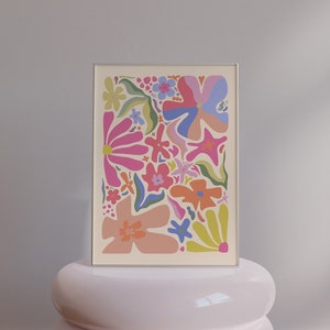Abstract Spring Flower Art Print Retro Poster