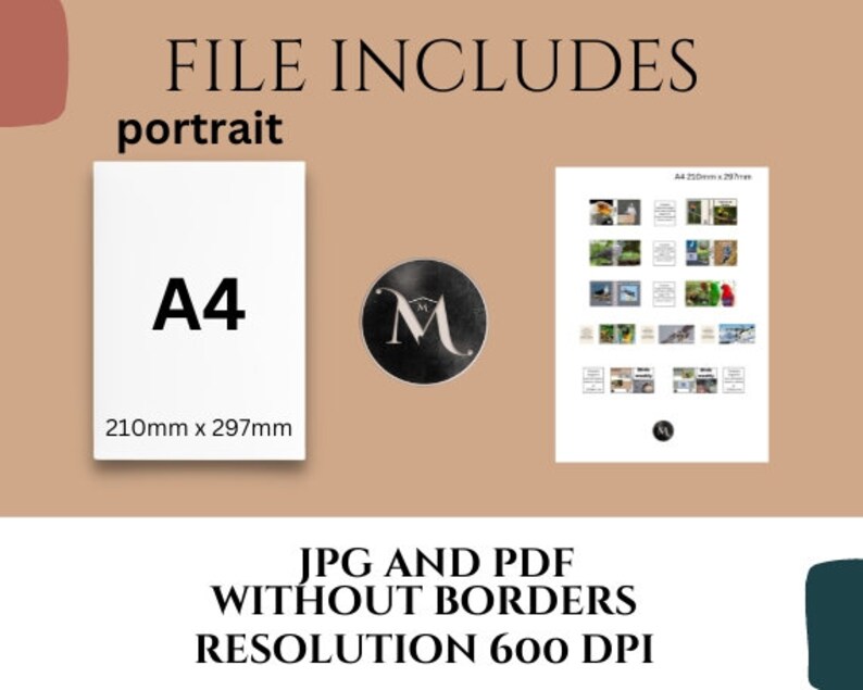 Puede incluir: Una descarga digital de un retrato en tama&ntilde;o A4, 210 mm x 297 mm, en formato JPG y PDF, sin bordes, a una resoluci&oacute;n de 600 DPI.