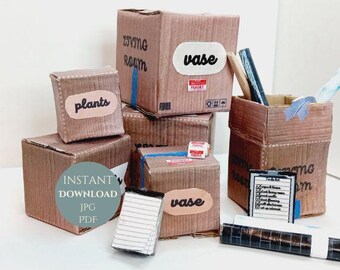 Dollhouse Moving Day Printables, Miniature Boxes, Wallpaper, Tape (Digital Download)