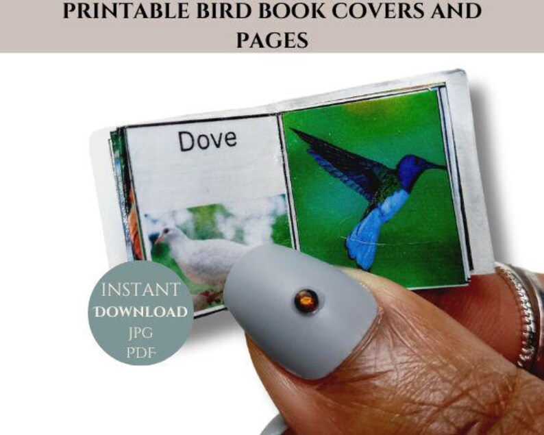 6 Printable Readable Miniature Dollhouse Bird Book Covers and Pages ...