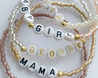 Personalized Beaded Name Bracelet - Custom Name Bracelet - Gift For Her - Name Bracelet - Handmade - Color Bead Bracelet - Gift For Mom