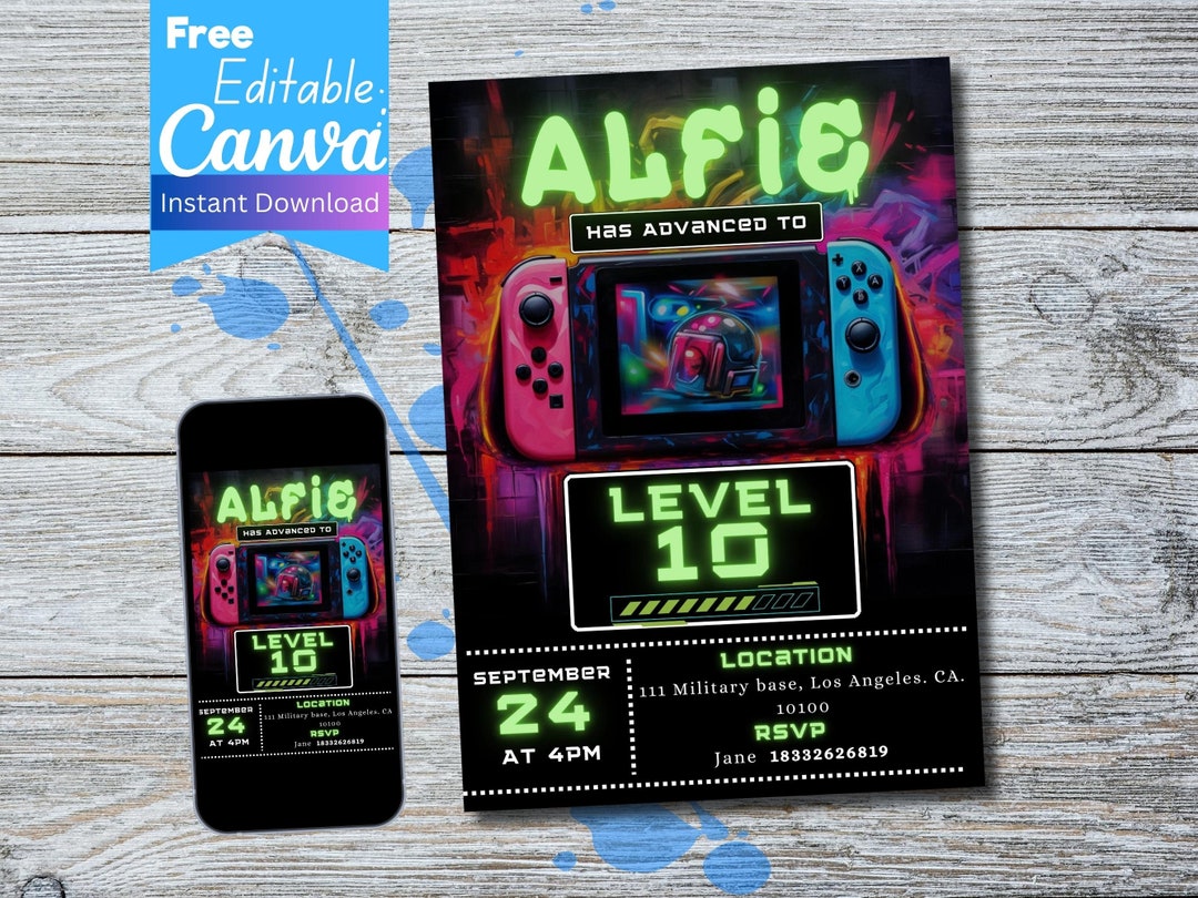 Video Game Birthday Invitation Template Video Game - Etsy