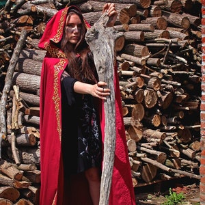 Witch Cape Wizard Cape Wikka Halloween Red Cape Cosplay Chevron Fabric Handmade Made in Italy