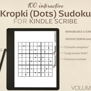 100  Kropki (Dots) Sudoku Puzzles for Kindle Scribe | Volume 1 | Interactive Puzzle | Perfect for Remarkable 2 | With Hyperlinks