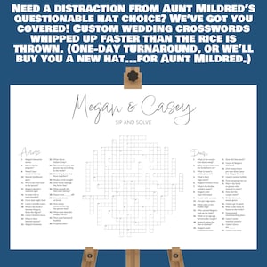 Custom Wedding Crossword Giant Sip and Solve Minimalist Crossword | Sip And Solve Crossword For Wedding | Printable Bridal Shower Game