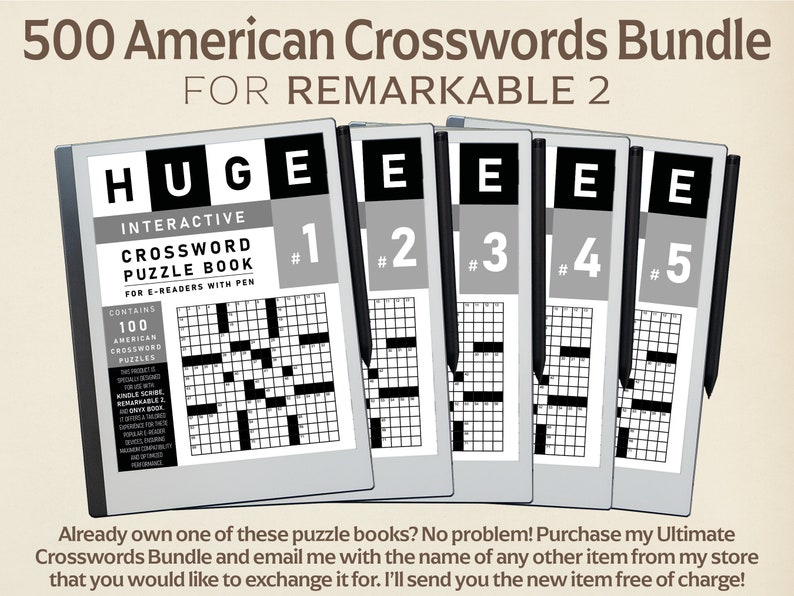 500 American Crosswords Bundle for Remarkable 2 (interactive PDF) - Etsy
