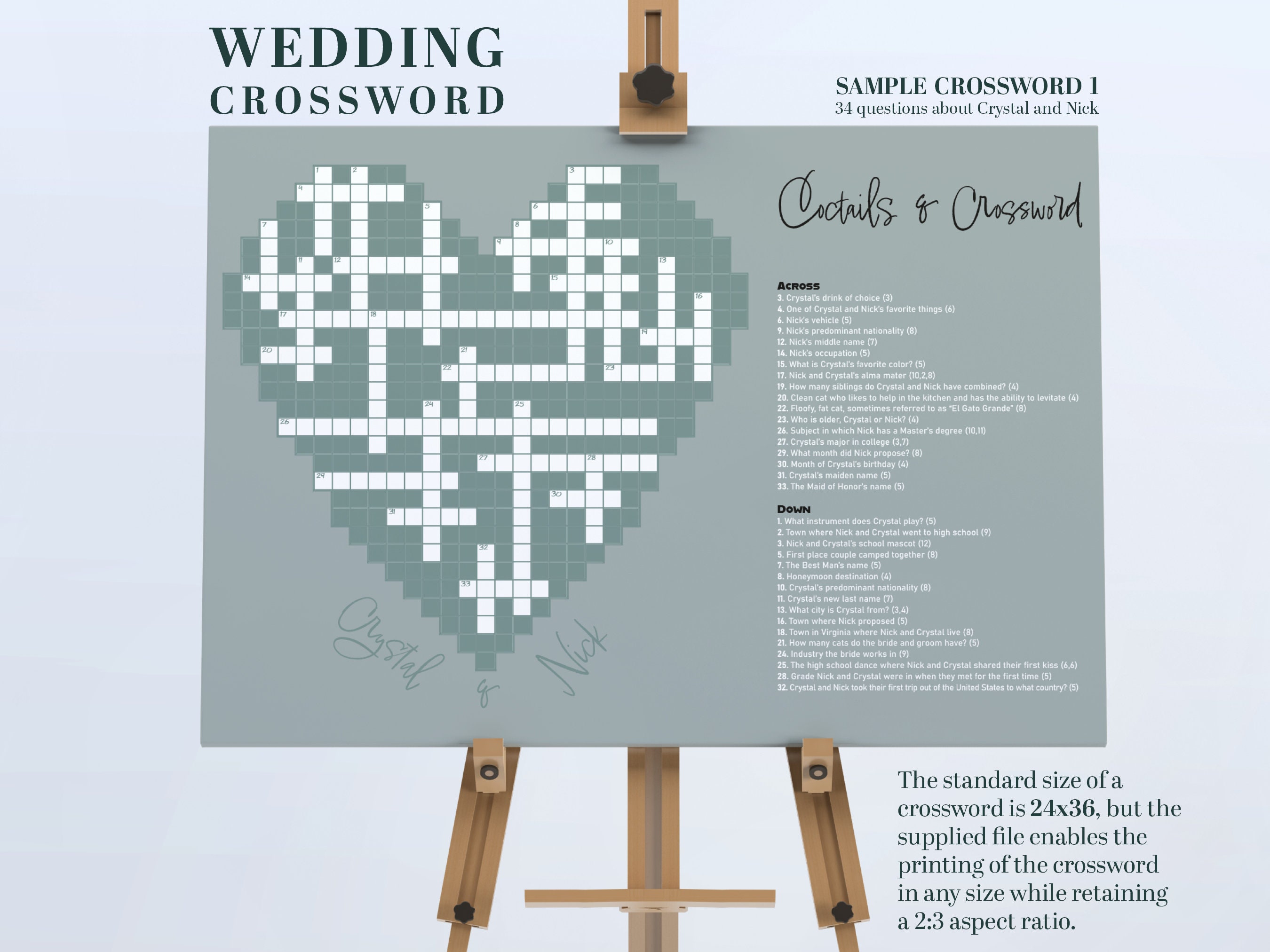 Custom Wedding Crossword Giant Sip and Solve Extra Large Etsy